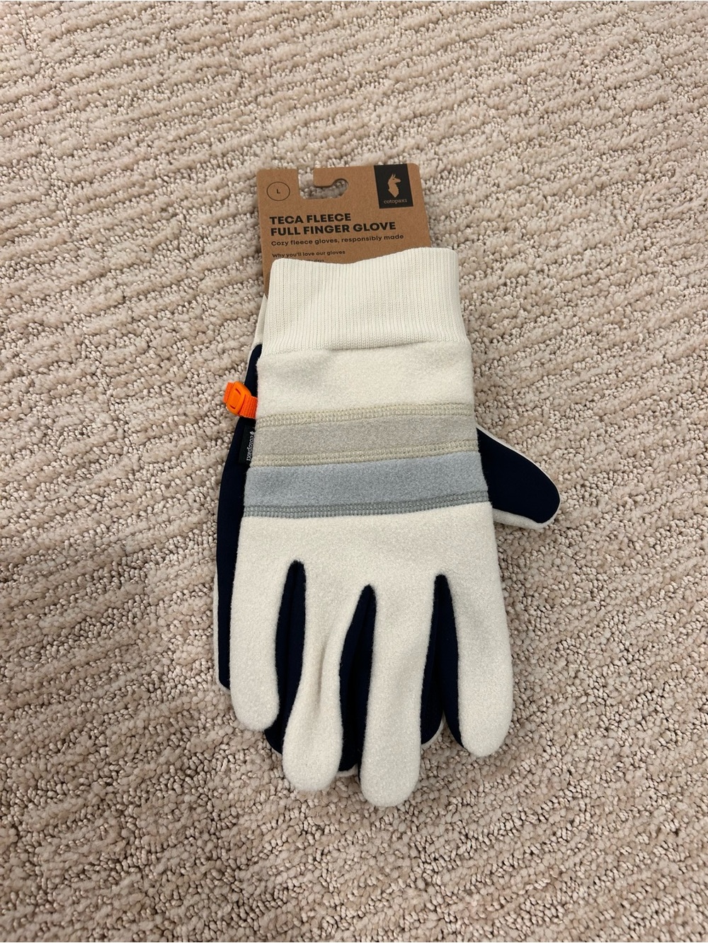 New Cotopaxi Teca Fleece Full Finger Gloves Unisex - Cream & Navy